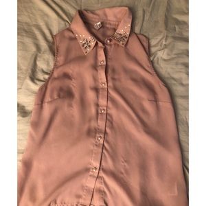 Blush Blouse with Decorated Collar